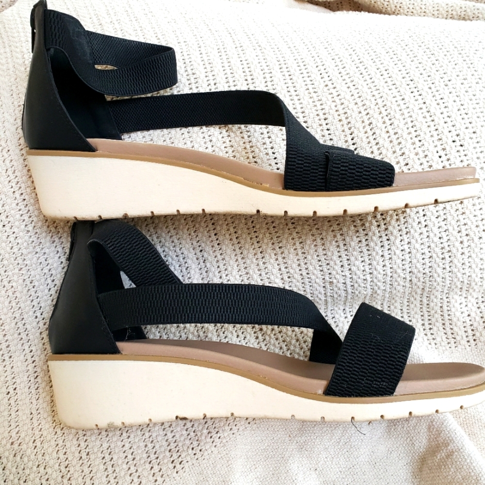Black fabric sandals